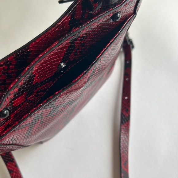 Rebecca Minkoff Burgundy Black Snake Print Leather Small Shoulder Crossbody Bag - Picture 6 of 14